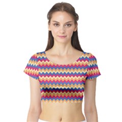 Zigzag Pattern Seamless Zig Zag Background Color Short Sleeve Crop Top by BangZart