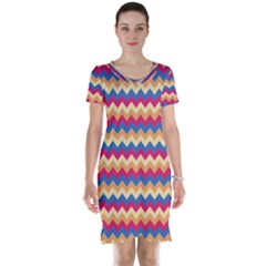 Zigzag Pattern Seamless Zig Zag Background Color Short Sleeve Nightdress by BangZart