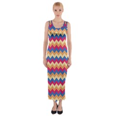 Zigzag Pattern Seamless Zig Zag Background Color Fitted Maxi Dress by BangZart