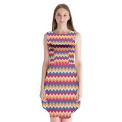 Zigzag Pattern Seamless Zig Zag Background Color Sleeveless Chiffon Dress  