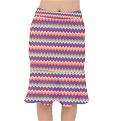 Zigzag Pattern Seamless Zig Zag Background Color Short Mermaid Skirt by BangZart