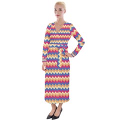 Zigzag Pattern Seamless Zig Zag Background Color Velvet Maxi Wrap Dress by BangZart