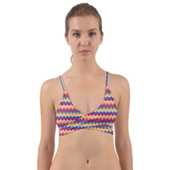 Zigzag Pattern Seamless Zig Zag Background Color Wrap Around Bikini Top by BangZart