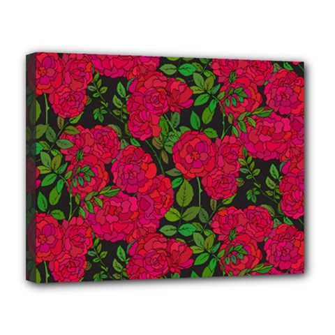 Seamless Pattern With Colorful Bush Roses Canvas 14  X 11  (stretched)