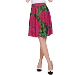 Seamless Pattern With Colorful Bush Roses A-line Skirt by BangZart