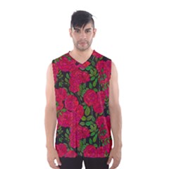 Seamless Pattern With Colorful Bush Roses Men s Basketball Tank Top by BangZart