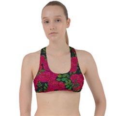 Seamless Pattern With Colorful Bush Roses Criss Cross Racerback Sports Bra by BangZart