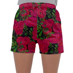 Seamless Pattern With Colorful Bush Roses Sleepwear Shorts by BangZart