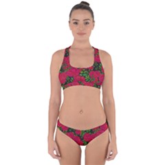 Seamless Pattern With Colorful Bush Roses Cross Back Hipster Bikini Set by BangZart