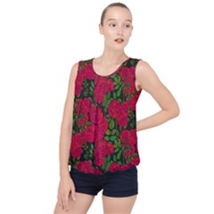 Seamless Pattern With Colorful Bush Roses Bubble Hem Chiffon Tank Top by BangZart