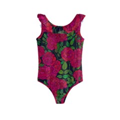 Seamless Pattern With Colorful Bush Roses Kids  Frill Swimsuit by BangZart