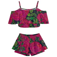 Seamless Pattern With Colorful Bush Roses Kids  Off Shoulder Skirt Bikini by BangZart