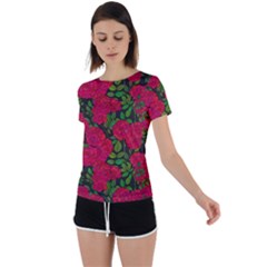 Seamless Pattern With Colorful Bush Roses Back Circle Cutout Sports Tee by BangZart