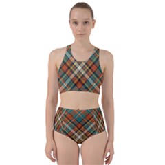 Tartan Scotland Seamless Plaid Pattern Vector Retro Background Fabric Vintage Check Color Square Racer Back Bikini Set