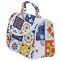 Mexican talavera pattern ceramic tiles with flower leaves bird ornaments traditional majolica style Satchel Handbag View1