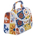 Mexican talavera pattern ceramic tiles with flower leaves bird ornaments traditional majolica style Satchel Handbag View2