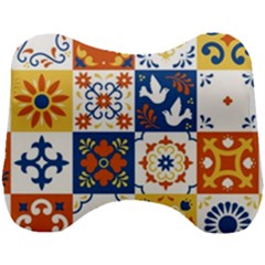 Mexican Talavera Pattern Ceramic Tiles With Flower Leaves Bird Ornaments Traditional Majolica Style Head Support Cushion by BangZart