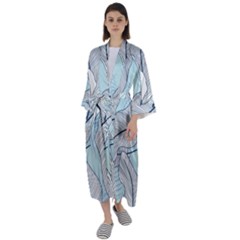 Tropical Flower Seamless Pattern Maxi Satin Kimono