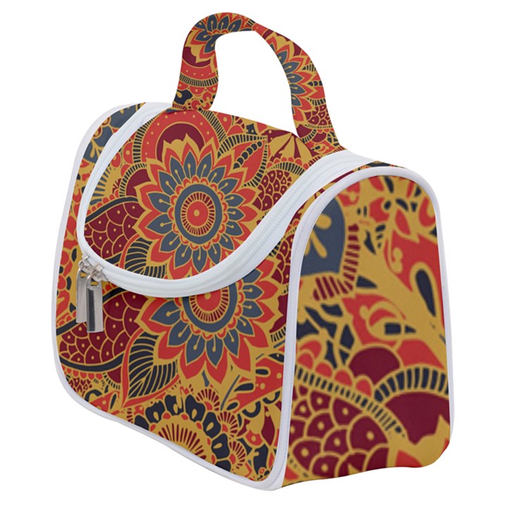 Bright seamless pattern with paisley elements hand drawn wallpaper with floral traditional Satchel Handbag