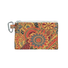 Bright Seamless Pattern With Paisley Elements Hand Drawn Wallpaper With Floral Traditional Canvas Cosmetic Bag (small) by BangZart