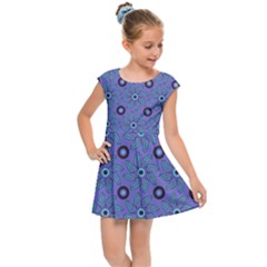 Floral Seamless Pattern Kids  Cap Sleeve Dress