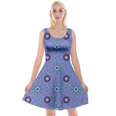 Floral Seamless Pattern Reversible Velvet Sleeveless Dress