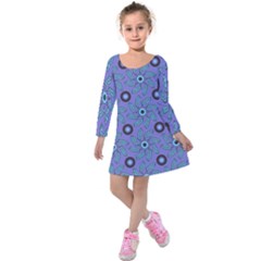 Floral Seamless Pattern Kids  Long Sleeve Velvet Dress