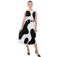 Cow Pattern Midi Tie-back Chiffon Dress