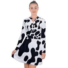 Cow Pattern Long Sleeve Panel Dress