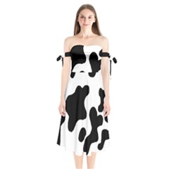 Cow Pattern Shoulder Tie Bardot Midi Dress