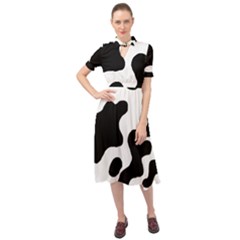 Cow Pattern Keyhole Neckline Chiffon Dress