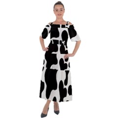 Cow Pattern Shoulder Straps Boho Maxi Dress 