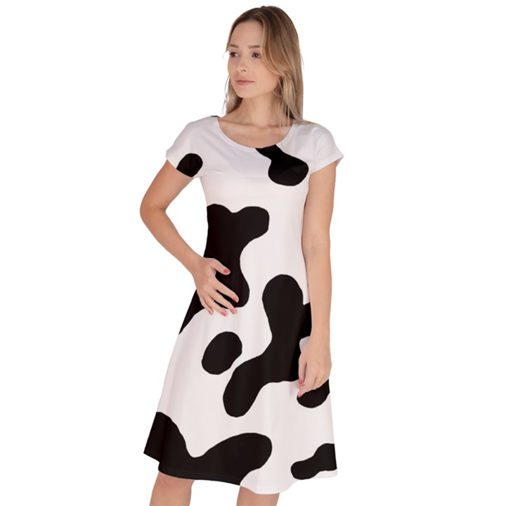 Cow Pattern Classic Short Sleeve Dress