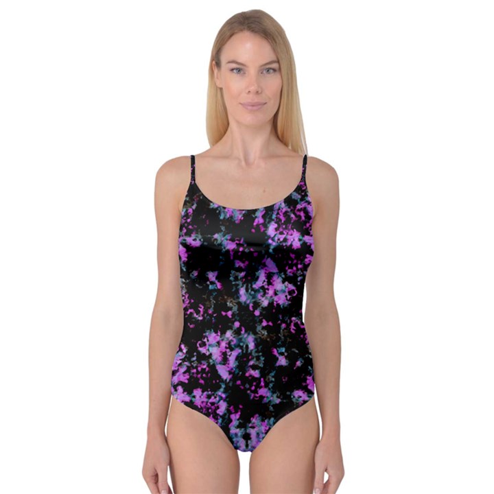 Abstract Intricate Texture Print Camisole Leotard 