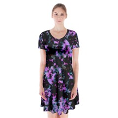 Abstract Intricate Texture Print Short Sleeve V-neck Flare Dress by dflcprintsclothing