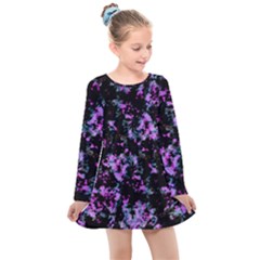 Abstract Intricate Texture Print Kids  Long Sleeve Dress by dflcprintsclothing