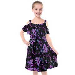 Abstract Intricate Texture Print Kids  Cut Out Shoulders Chiffon Dress by dflcprintsclothing