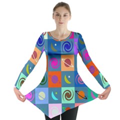 Space pattern Multicolour Long Sleeve Tunic 