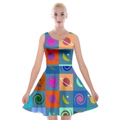 Space pattern Multicolour Velvet Skater Dress