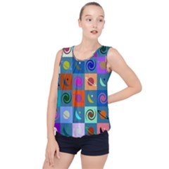 Space pattern Multicolour Bubble Hem Chiffon Tank Top