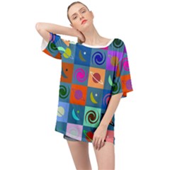 Space pattern Multicolour Oversized Chiffon Top