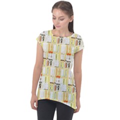 Abstract pattern Cap Sleeve High Low Top