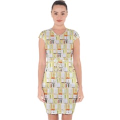 Abstract pattern Capsleeve Drawstring Dress 