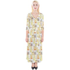 Abstract pattern Quarter Sleeve Wrap Maxi Dress