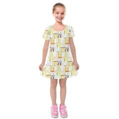 Abstract pattern Kids  Short Sleeve Velvet Dress