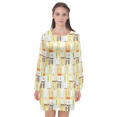 Abstract pattern Long Sleeve Chiffon Shift Dress 