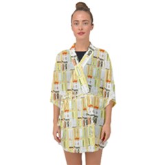 Abstract pattern Half Sleeve Chiffon Kimono