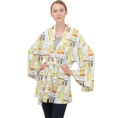 Abstract pattern Long Sleeve Velvet Kimono 