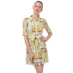 Abstract pattern Belted Shirt Dress