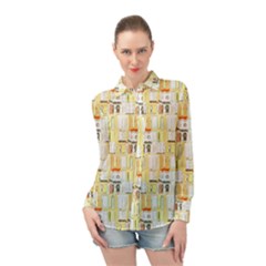 Abstract pattern Long Sleeve Chiffon Shirt